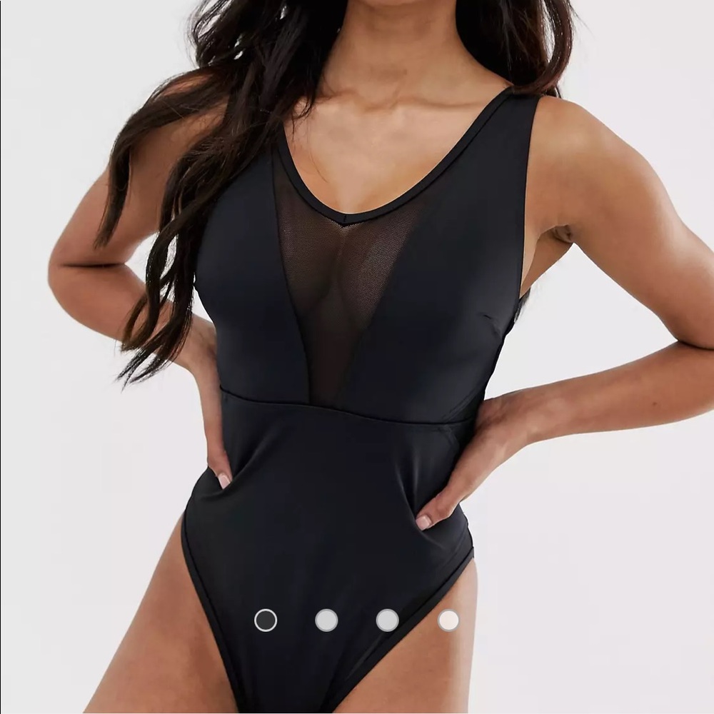ASOS DESIGN recycled fuller bust exclusive mesh insert swimsuit in black